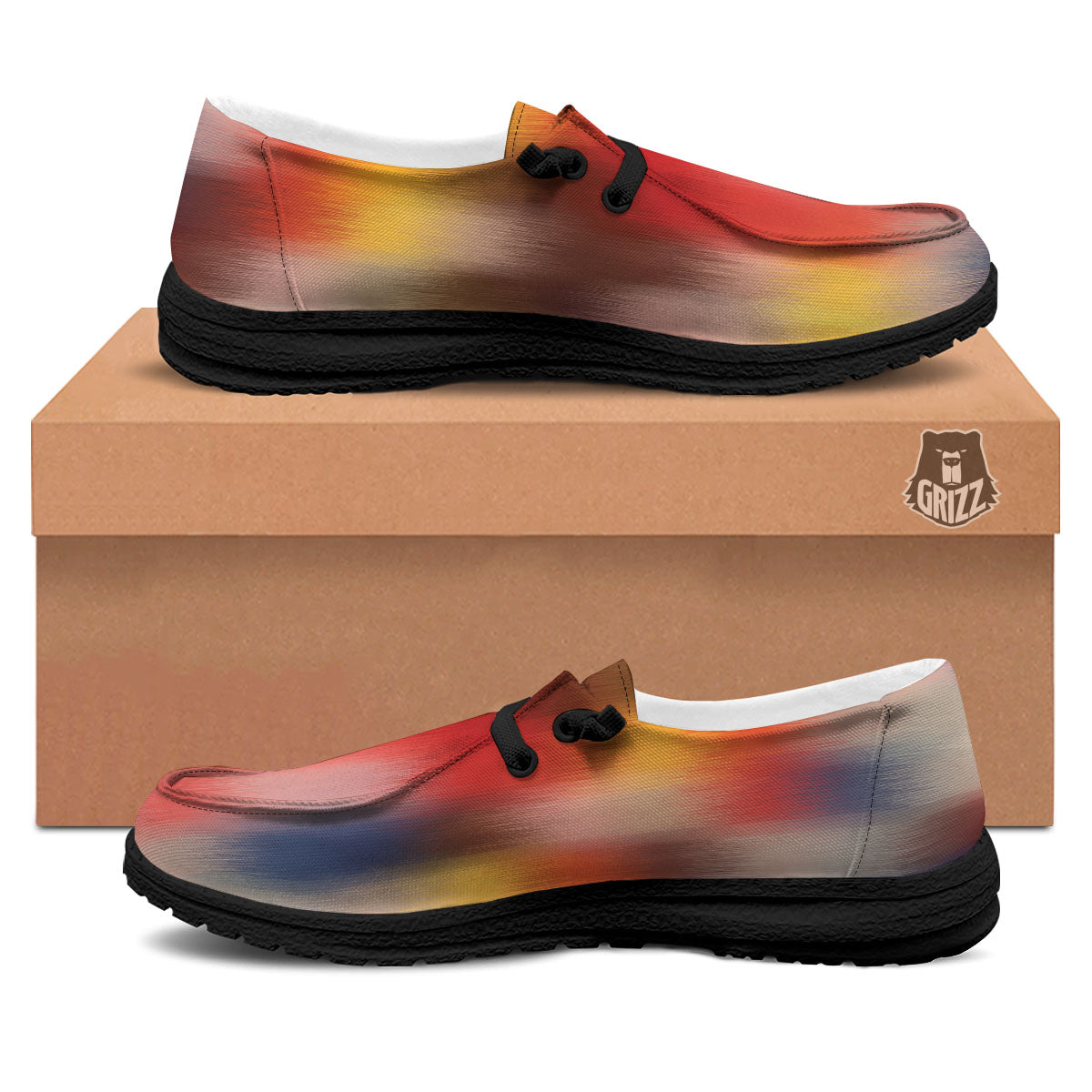 Psychedelic Multicolor Print Black Loafers-grizzshop