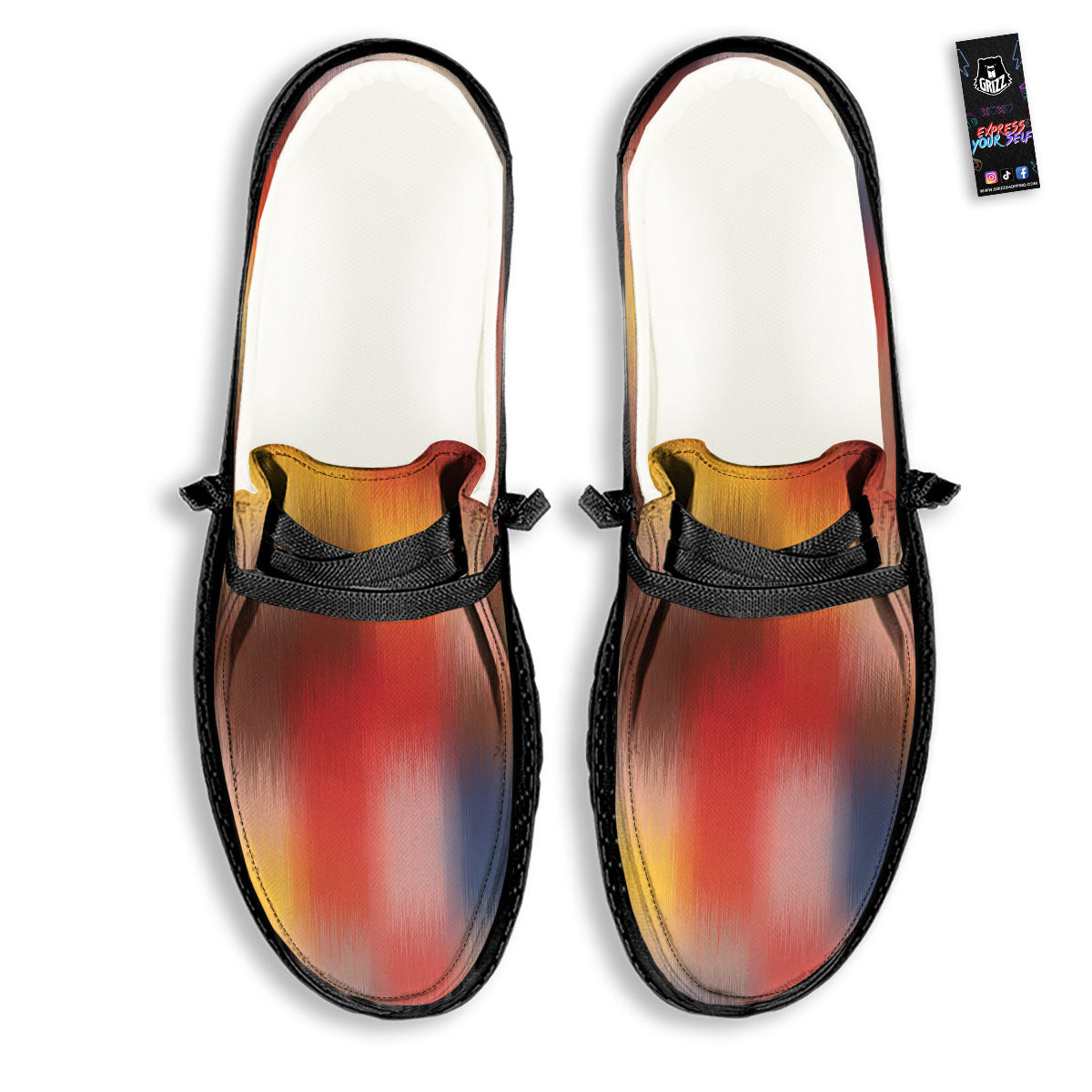 Psychedelic Multicolor Print Black Loafers-grizzshop