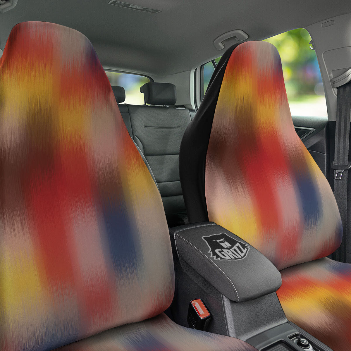 Psychedelic Multicolor Print Car Seat Covers-grizzshop