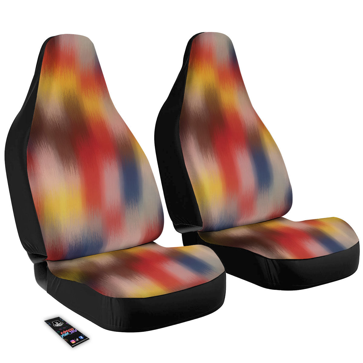 Psychedelic Multicolor Print Car Seat Covers-grizzshop