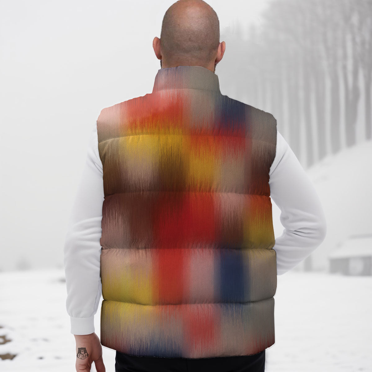Psychedelic Multicolor Print Down Vest