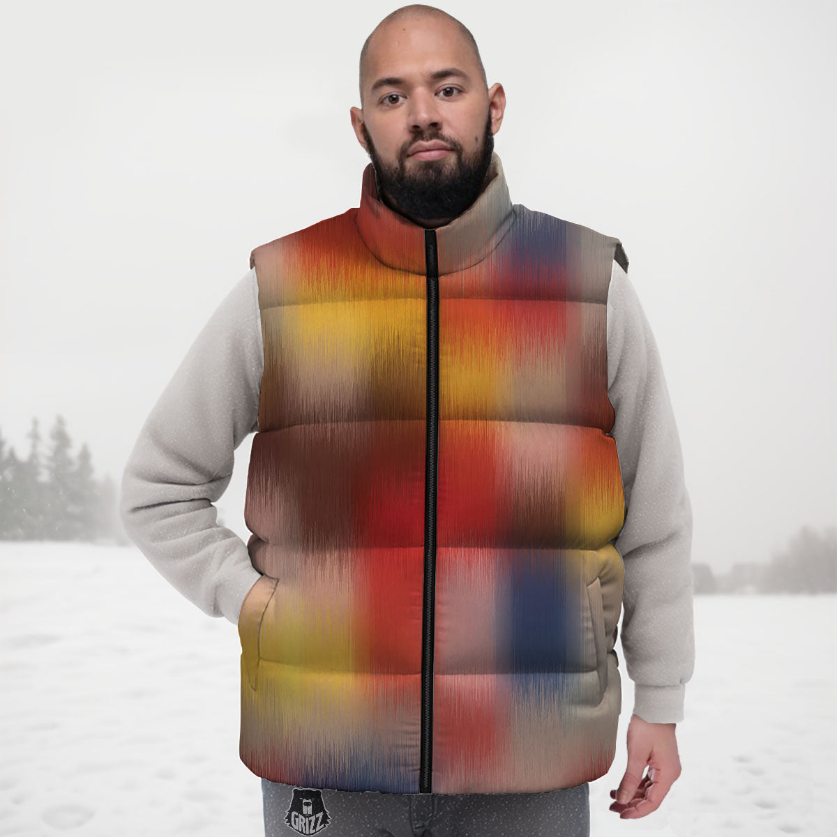 Psychedelic Multicolor Print Down Vest