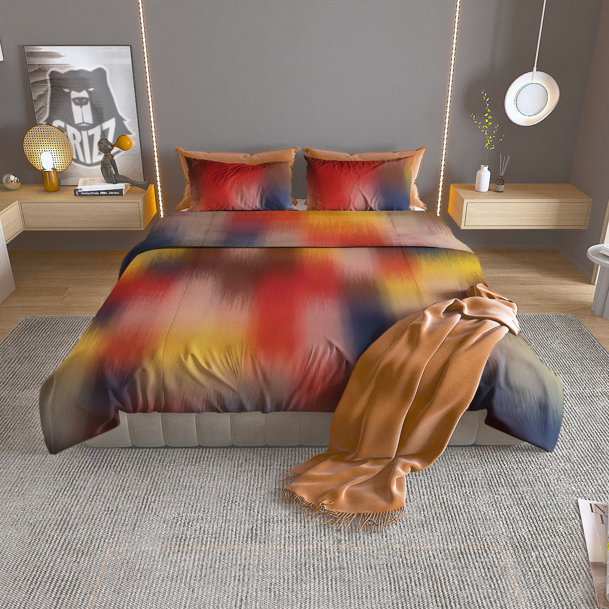 Psychedelic Multicolor Print Duvet Cover Bedding Set