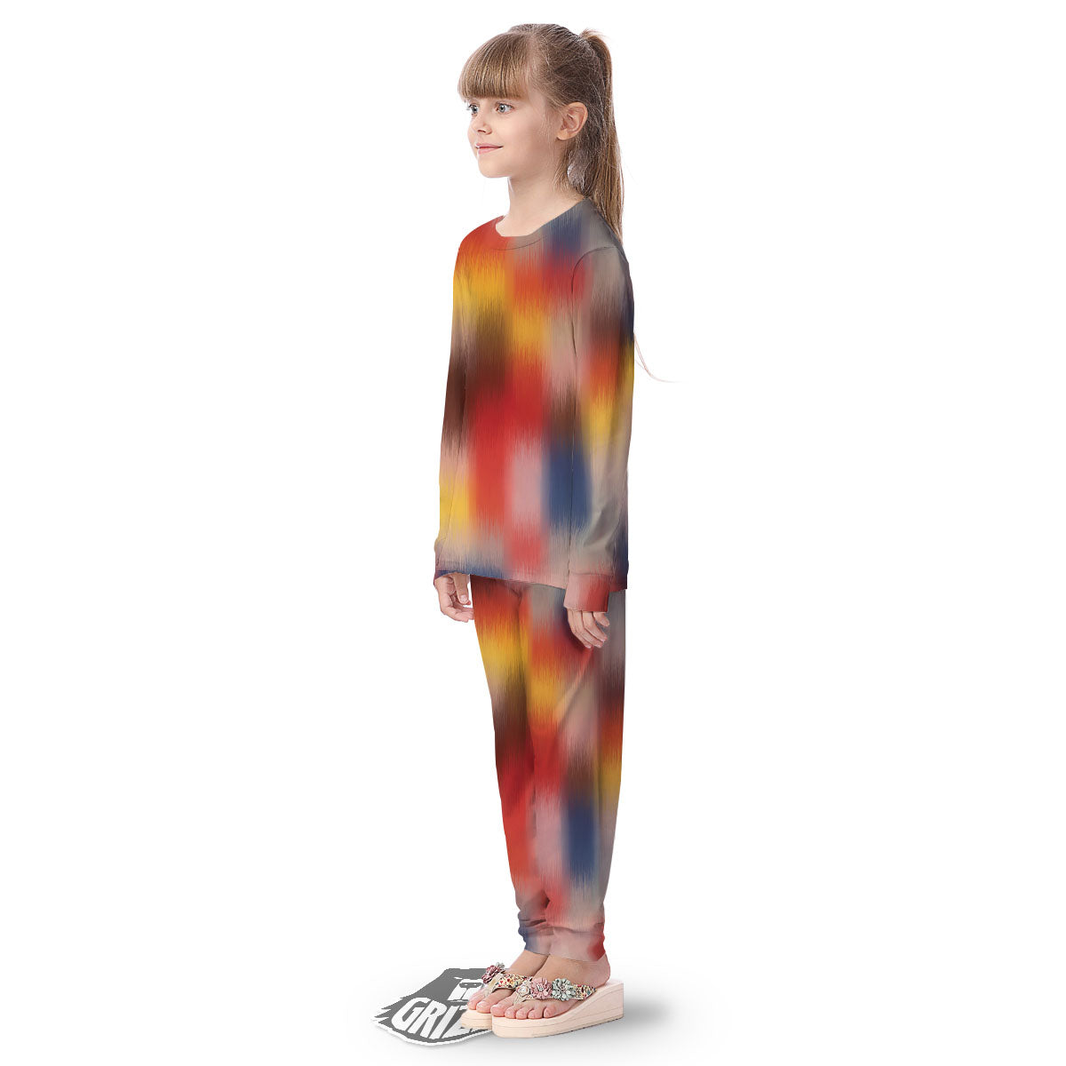 Psychedelic Multicolor Print Kid's Pajamas-grizzshop