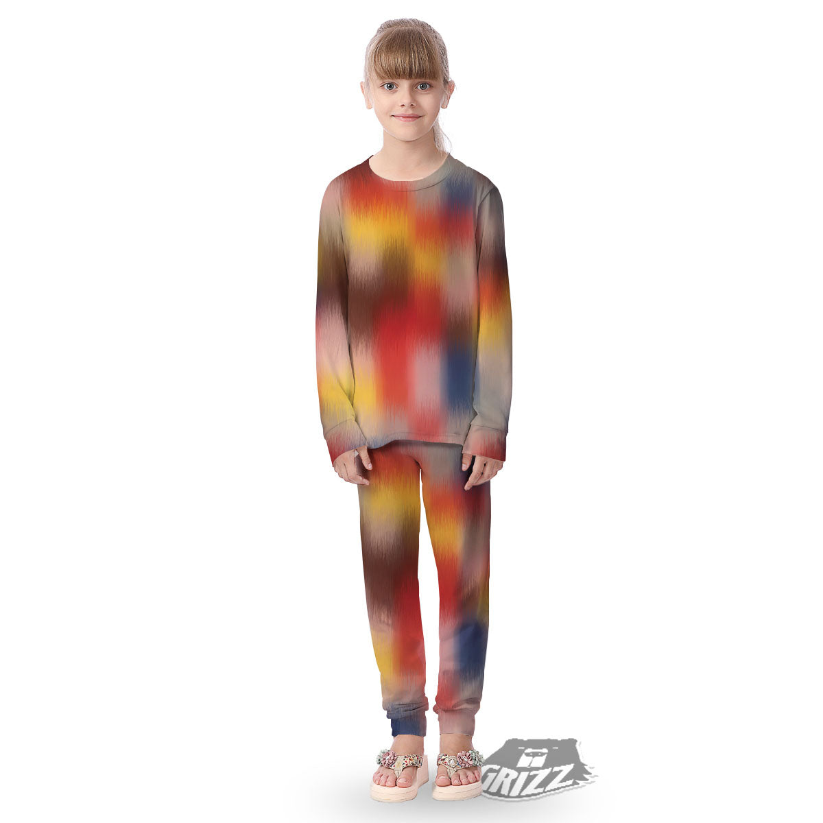 Psychedelic Multicolor Print Kid's Pajamas-grizzshop
