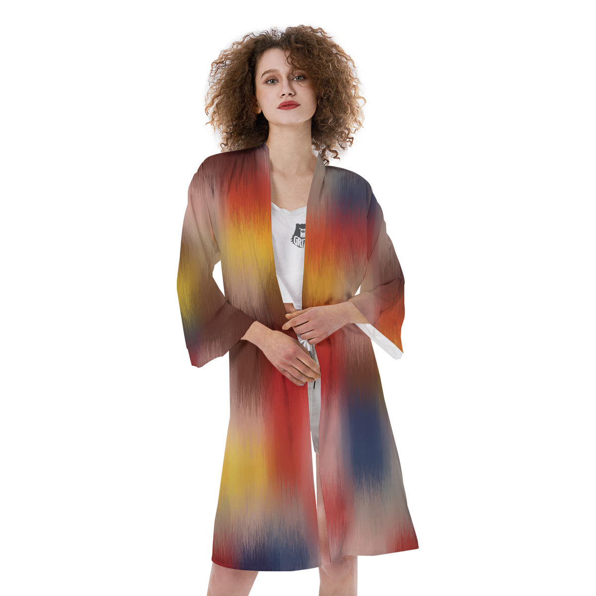 Psychedelic Multicolor Print Kimono-grizzshop