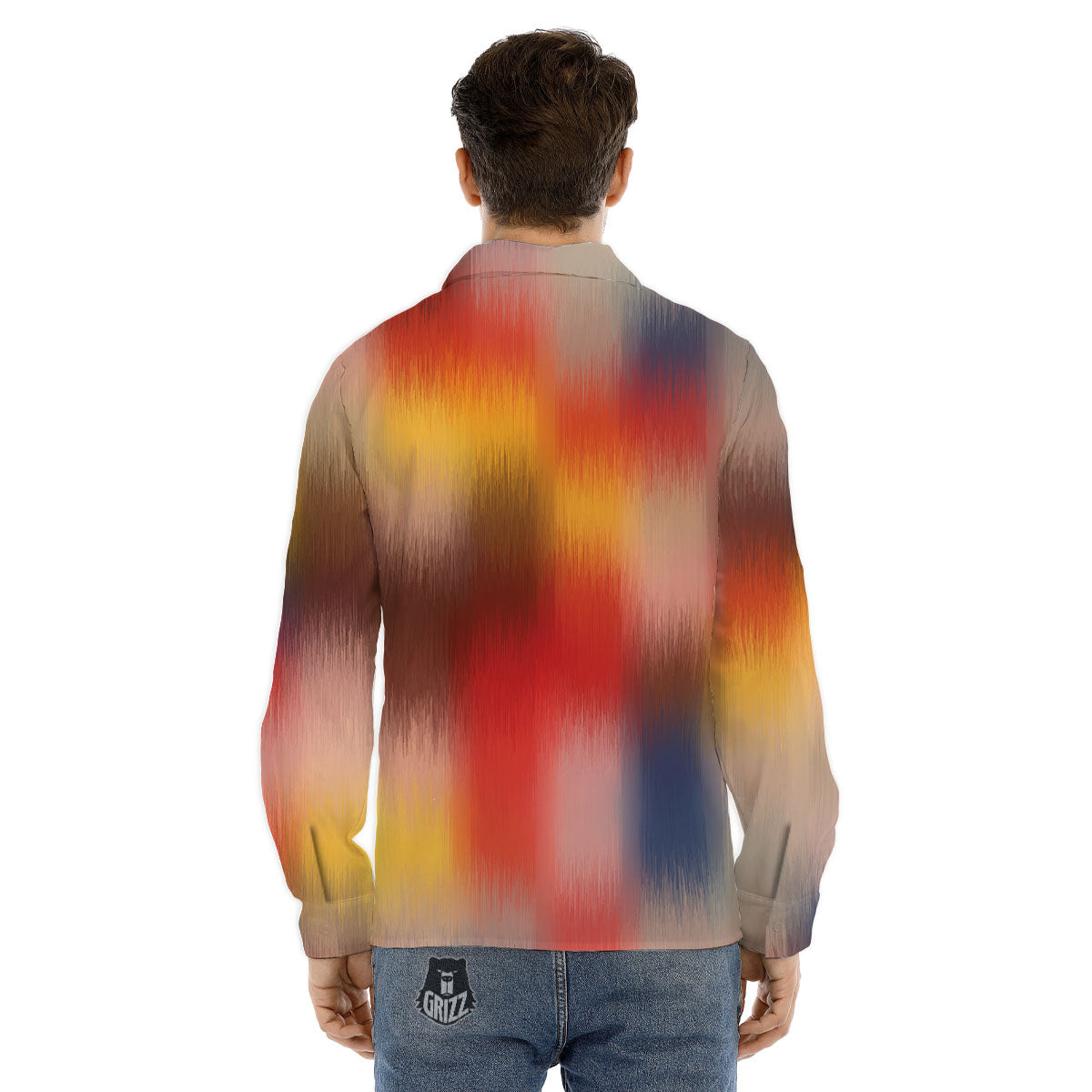Psychedelic Multicolor Print Men's Dress Shirts-grizzshop