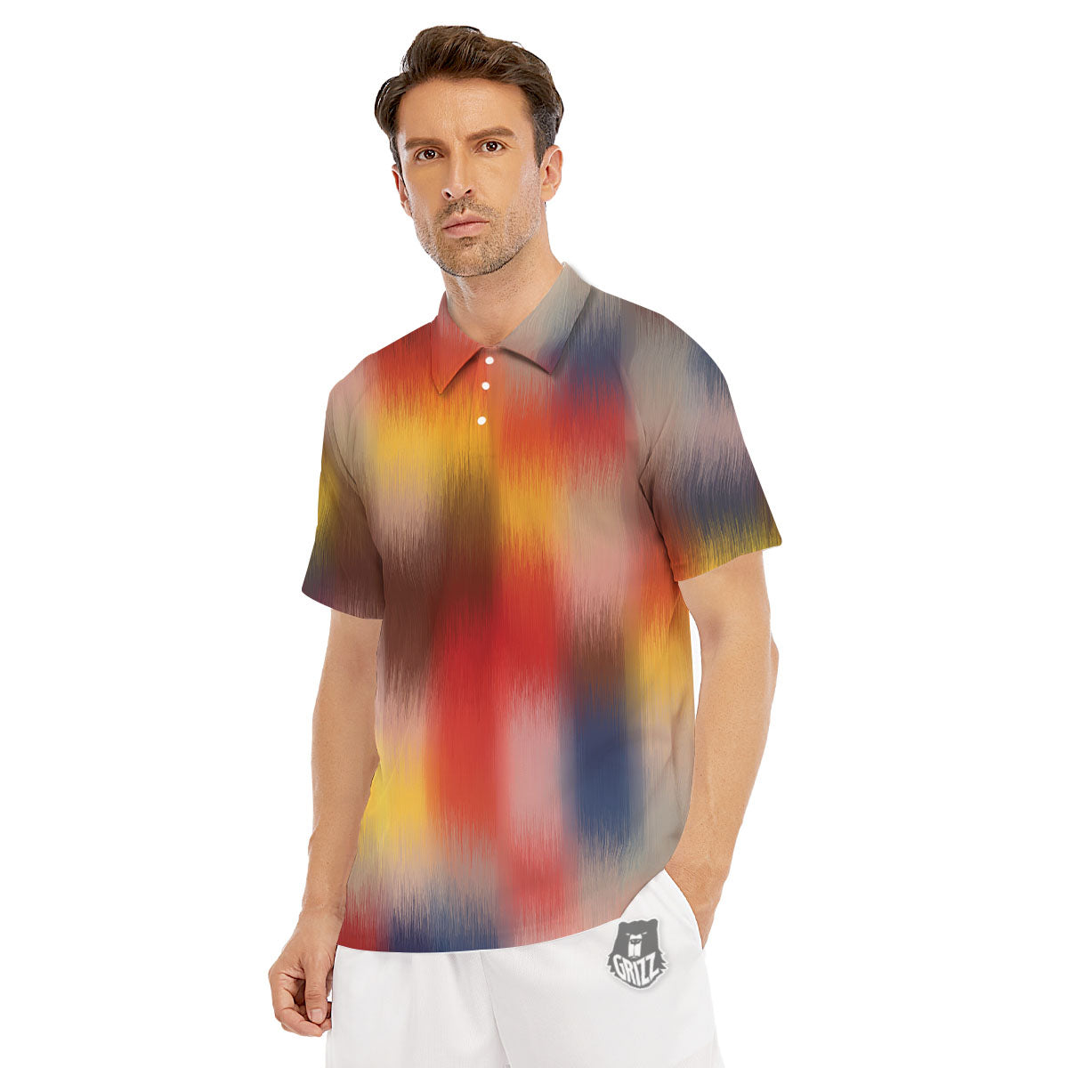 Psychedelic Multicolor Print Men's Golf Shirts-grizzshop