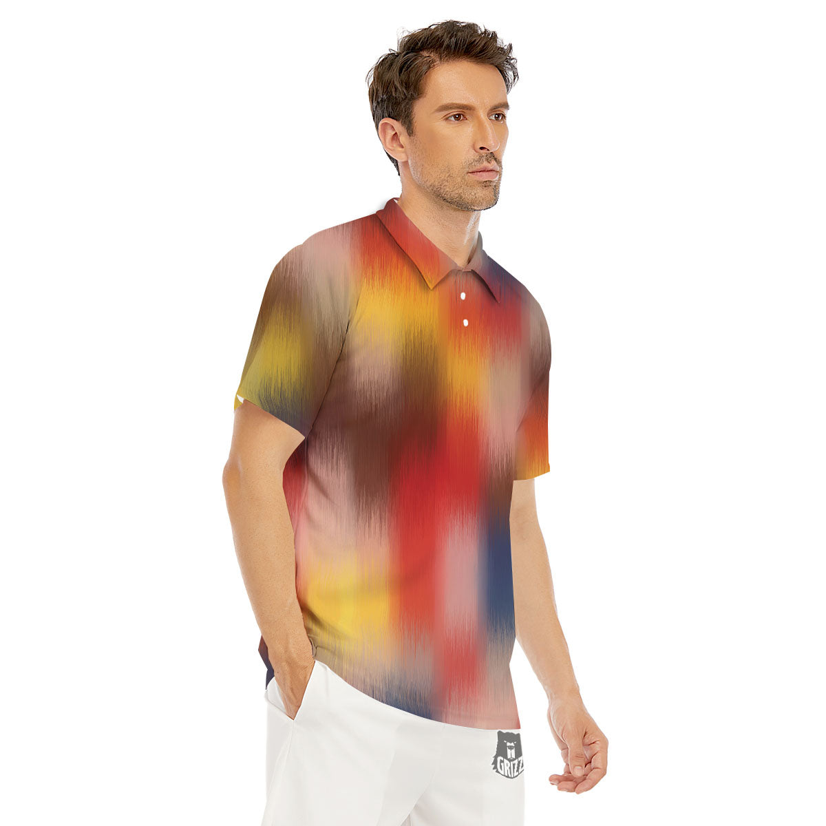 Psychedelic Multicolor Print Men's Golf Shirts-grizzshop