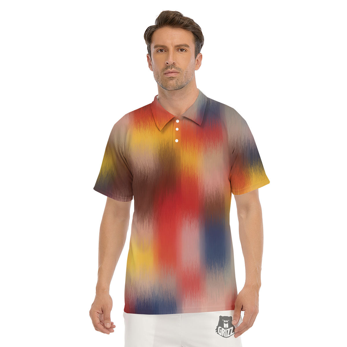 Psychedelic Multicolor Print Men's Golf Shirts-grizzshop