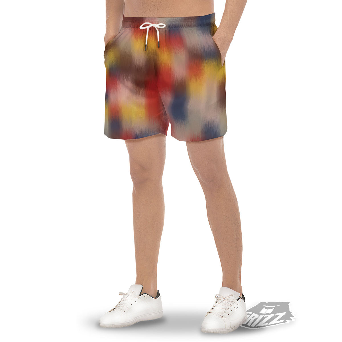 Psychedelic Multicolor Print Men's Gym Shorts-grizzshop