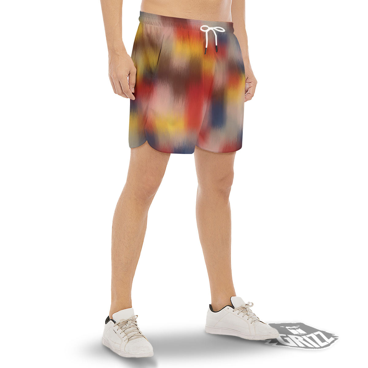 Psychedelic Multicolor Print Men's Gym Shorts-grizzshop
