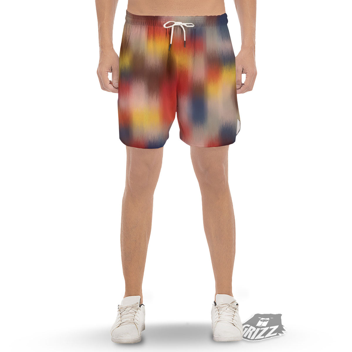 Psychedelic Multicolor Print Men's Gym Shorts-grizzshop