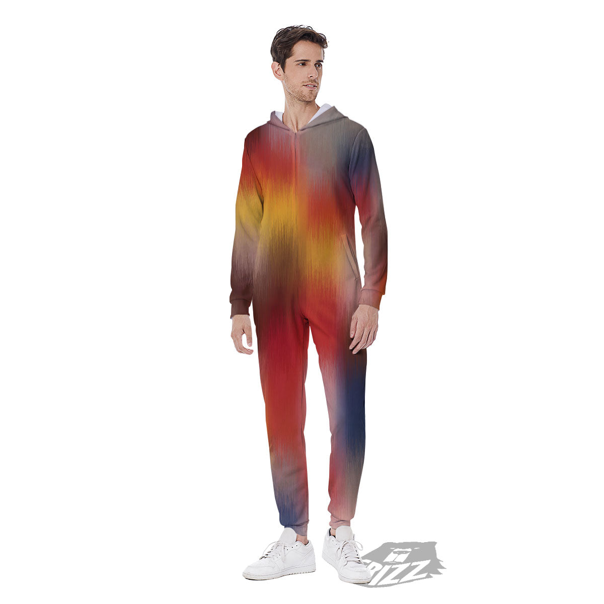 Psychedelic Multicolor Print Men's Jumpsuit-grizzshop