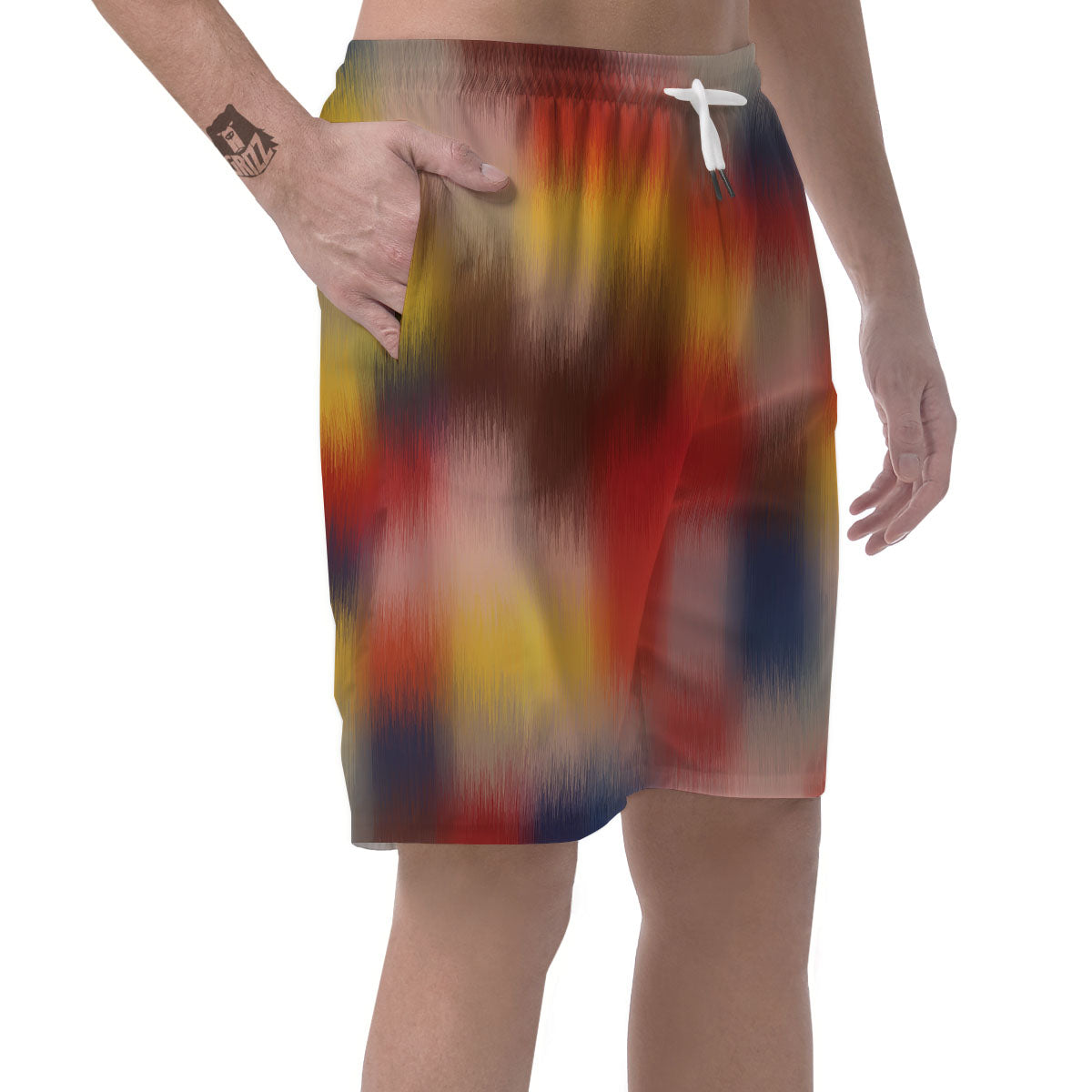 Psychedelic Multicolor Print Men's Shorts-grizzshop