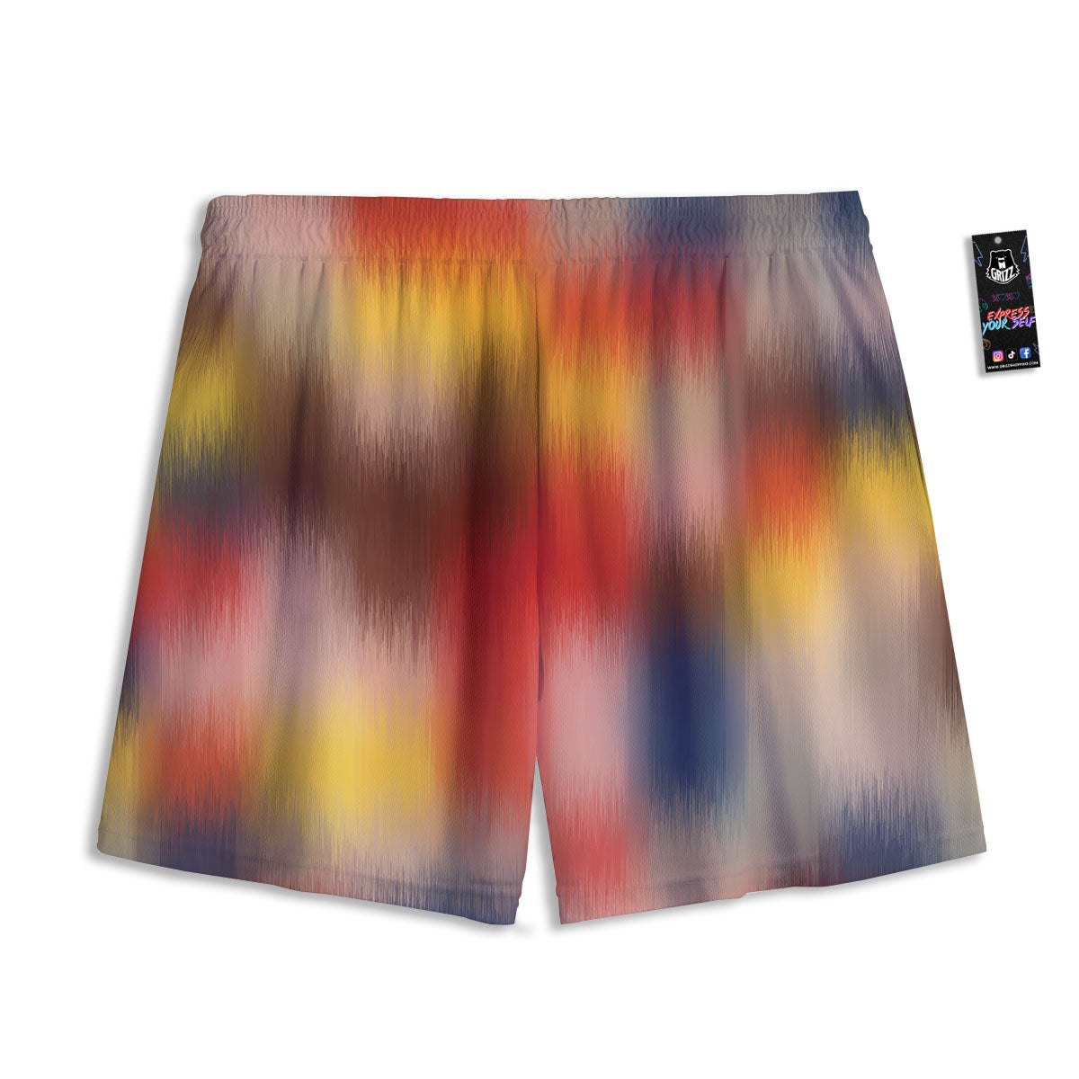 Psychedelic Multicolor Print Mesh Shorts
