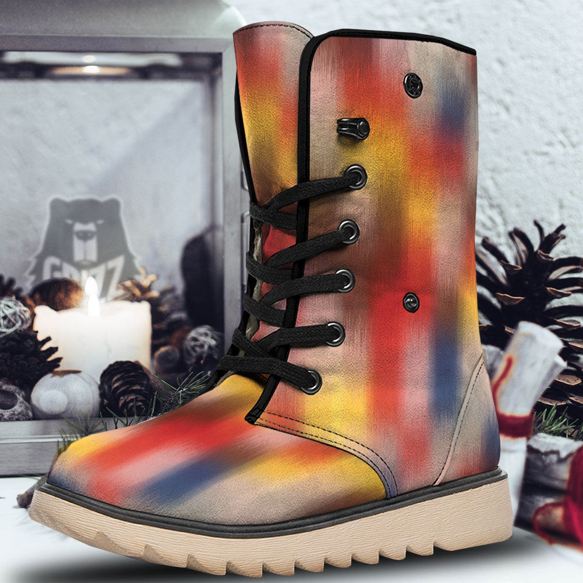 Psychedelic Multicolor Print Snow Boots-grizzshop