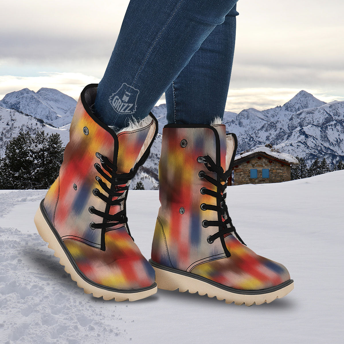 Psychedelic Multicolor Print Snow Boots-grizzshop