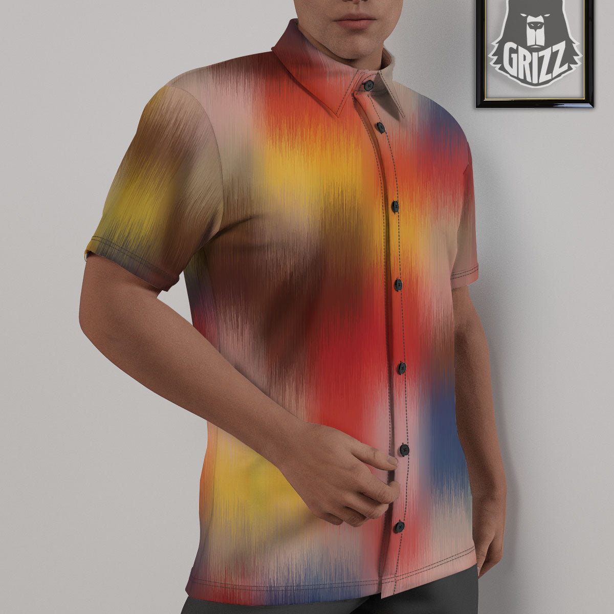 Psychedelic Multicolor Print Untucked Shirts-grizzshop