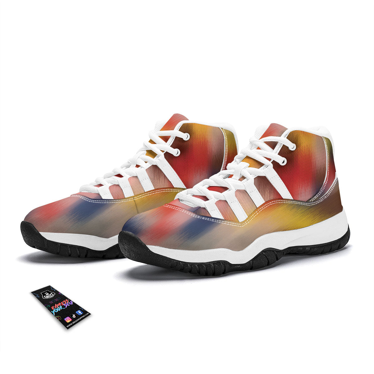 Psychedelic Multicolor Print White Bball Shoes-grizzshop