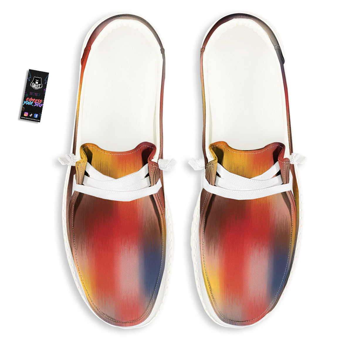 Psychedelic Multicolor Print White Loafers-grizzshop