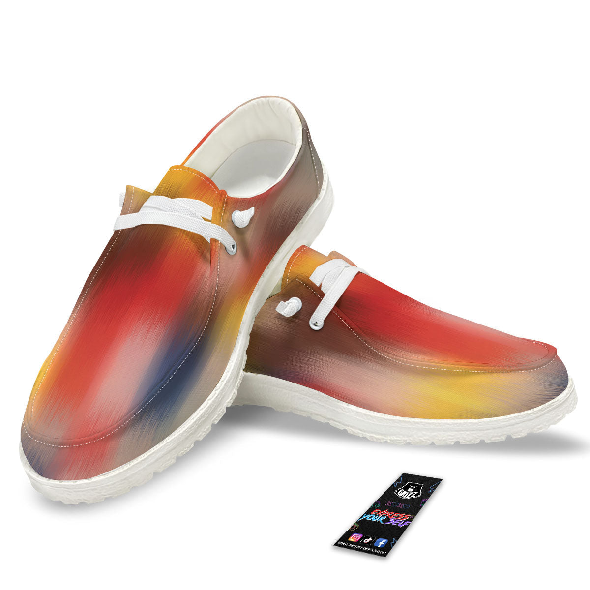 Psychedelic Multicolor Print White Loafers-grizzshop