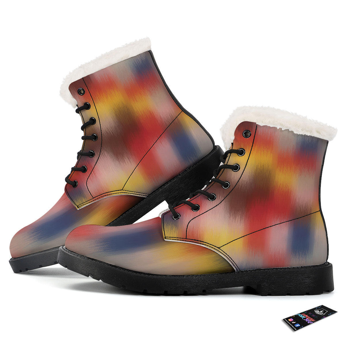 Psychedelic Multicolor Print Winter Boots-grizzshop