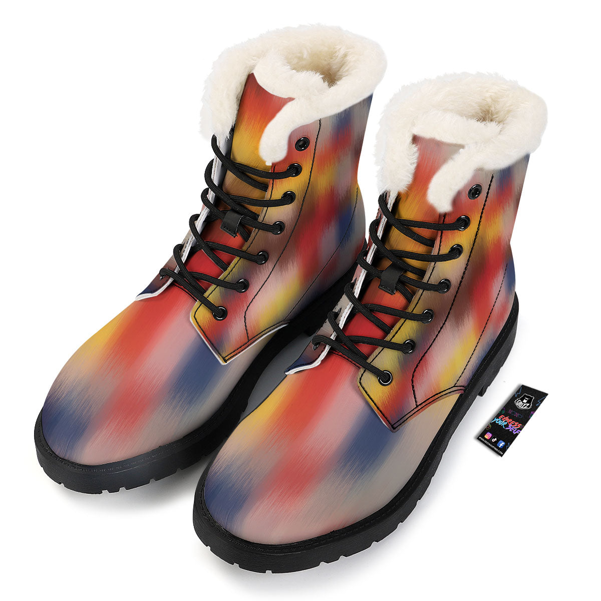 Psychedelic Multicolor Print Winter Boots-grizzshop