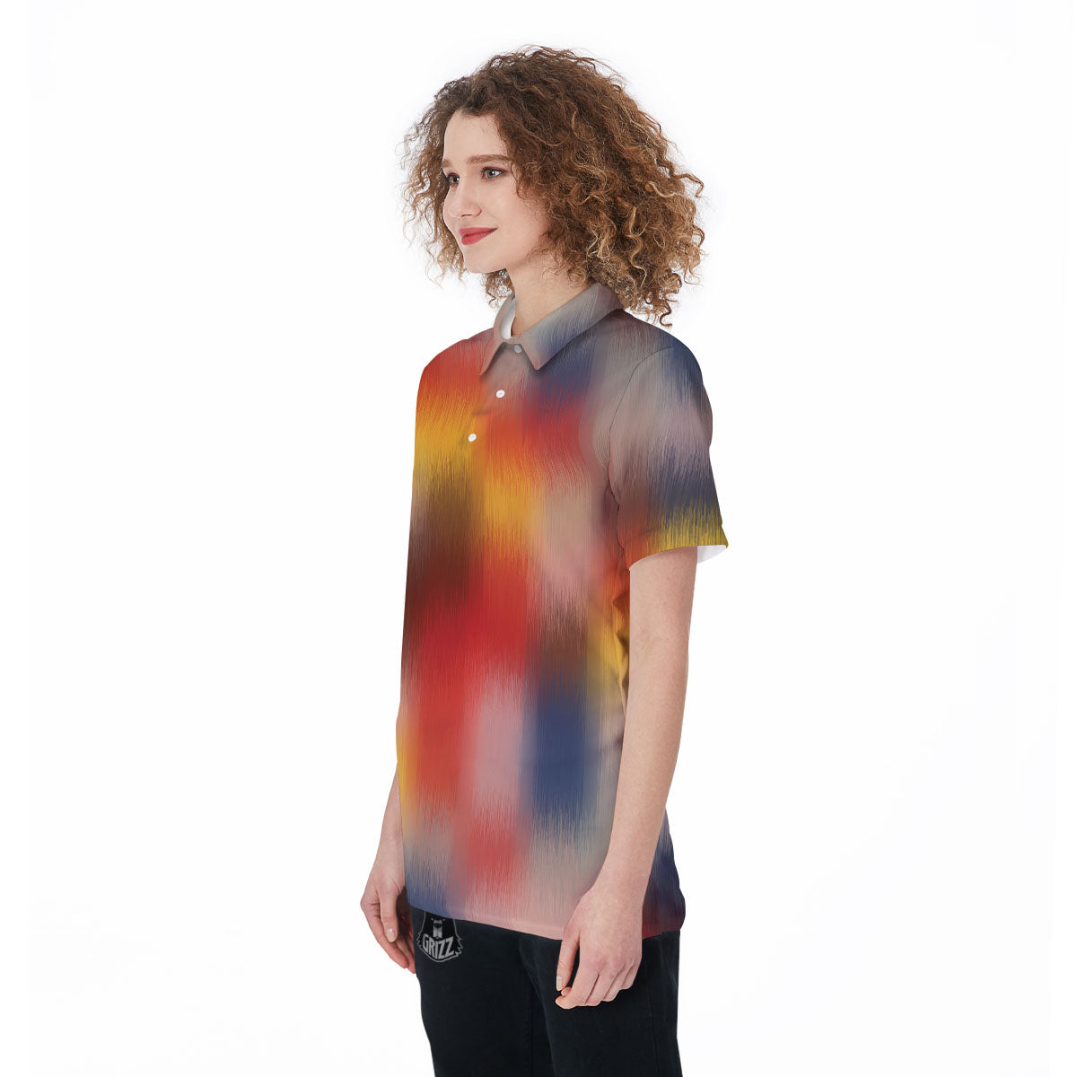 Psychedelic Multicolor Print Women's Golf Shirts-grizzshop