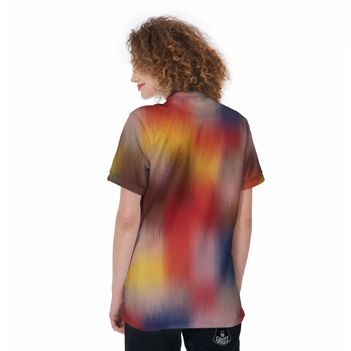 Psychedelic Multicolor Print Women's Golf Shirts-grizzshop