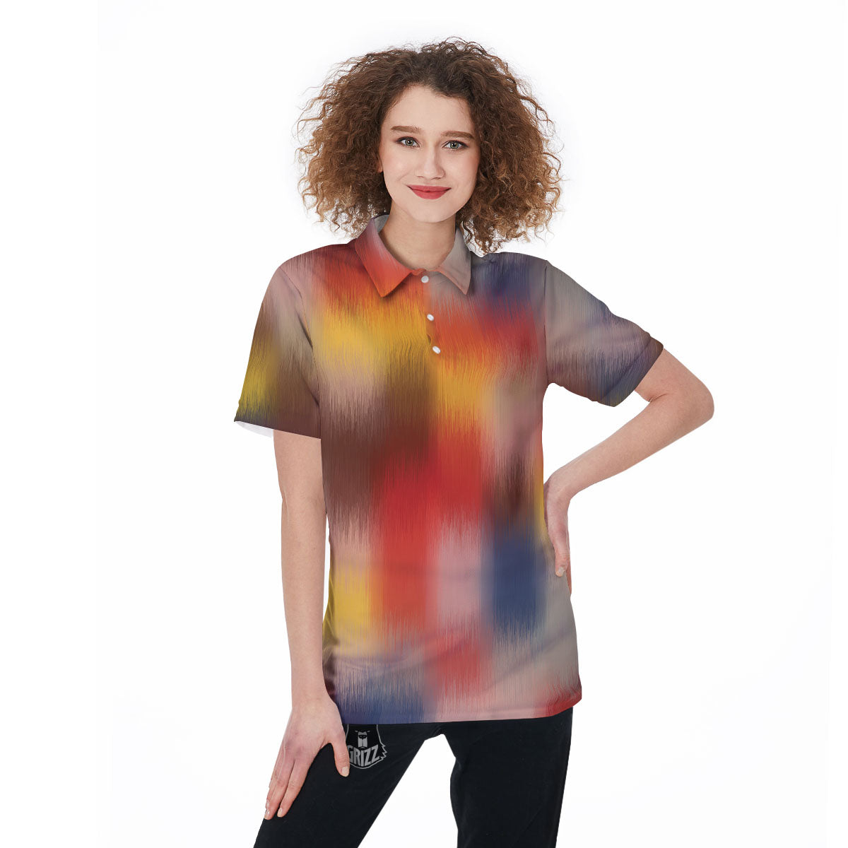 Psychedelic Multicolor Print Women's Golf Shirts-grizzshop