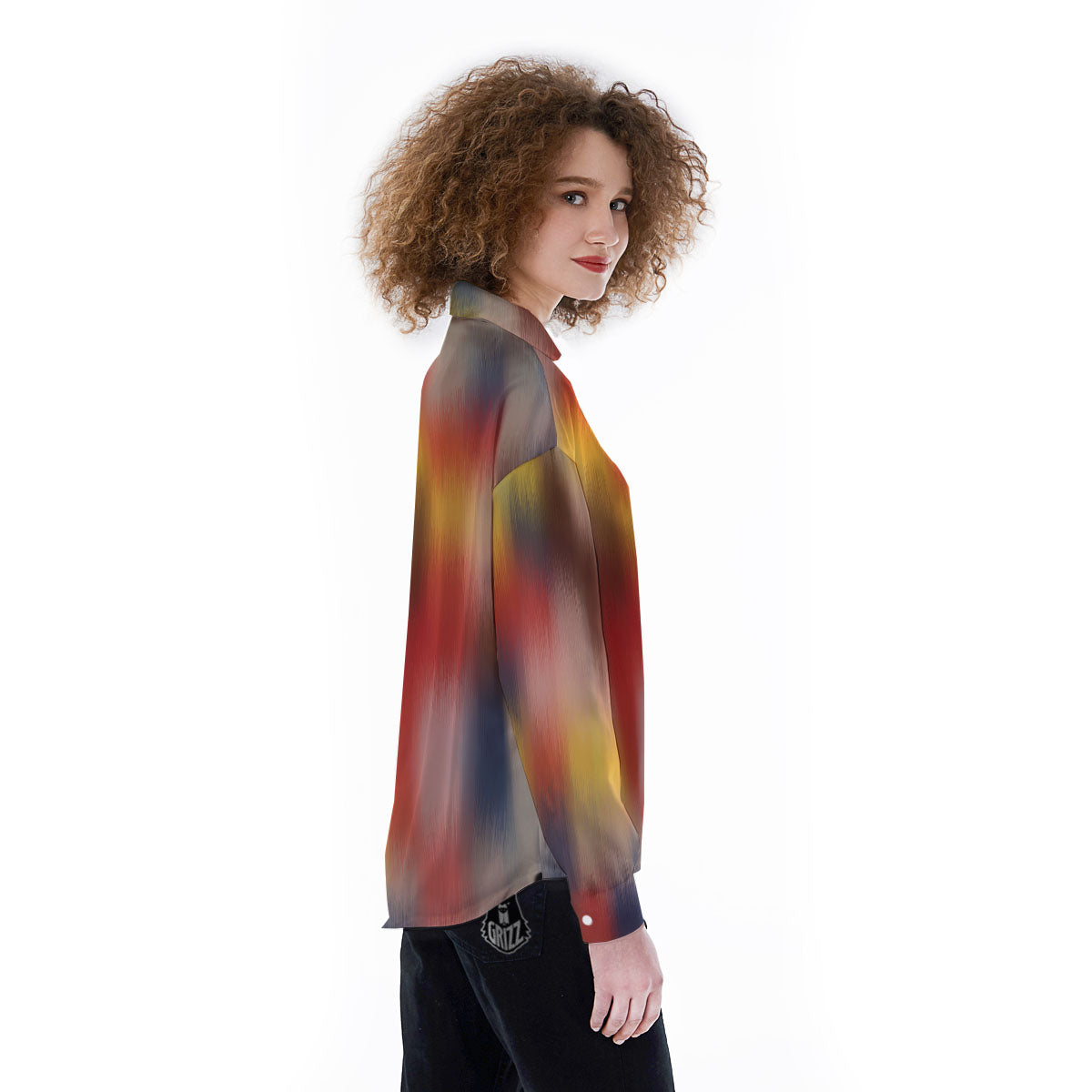 Psychedelic Multicolor Print Women's Long Sleeve Shirts-grizzshop