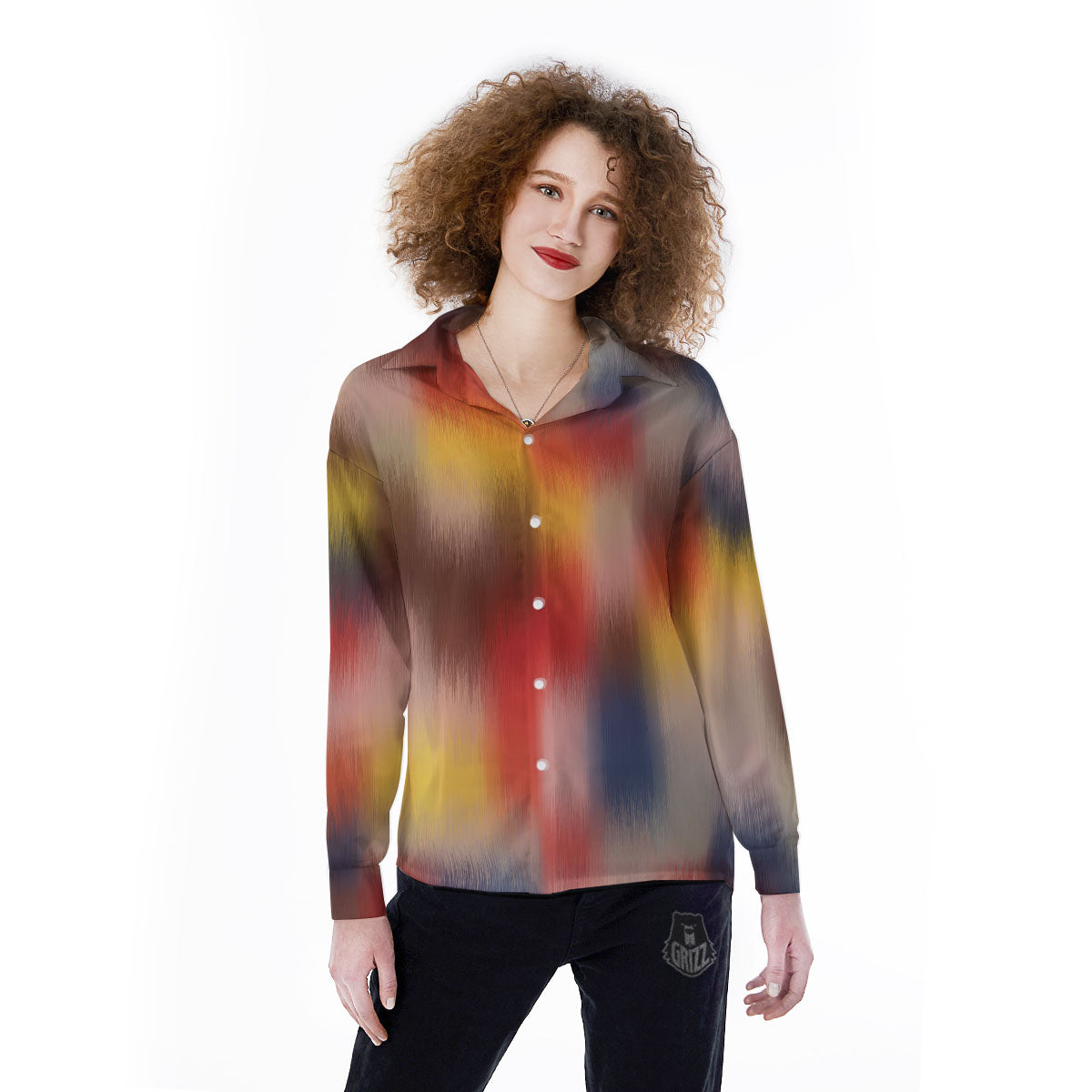 Psychedelic Multicolor Print Women's Long Sleeve Shirts-grizzshop