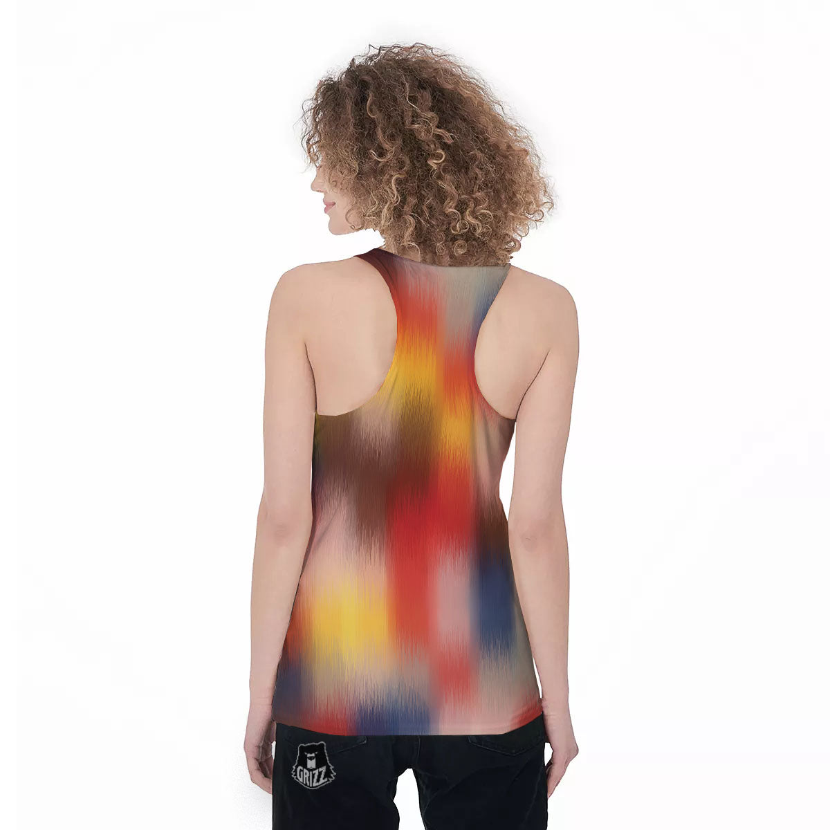 Psychedelic Multicolor Print Women's Racerback Tank Top-grizzshop