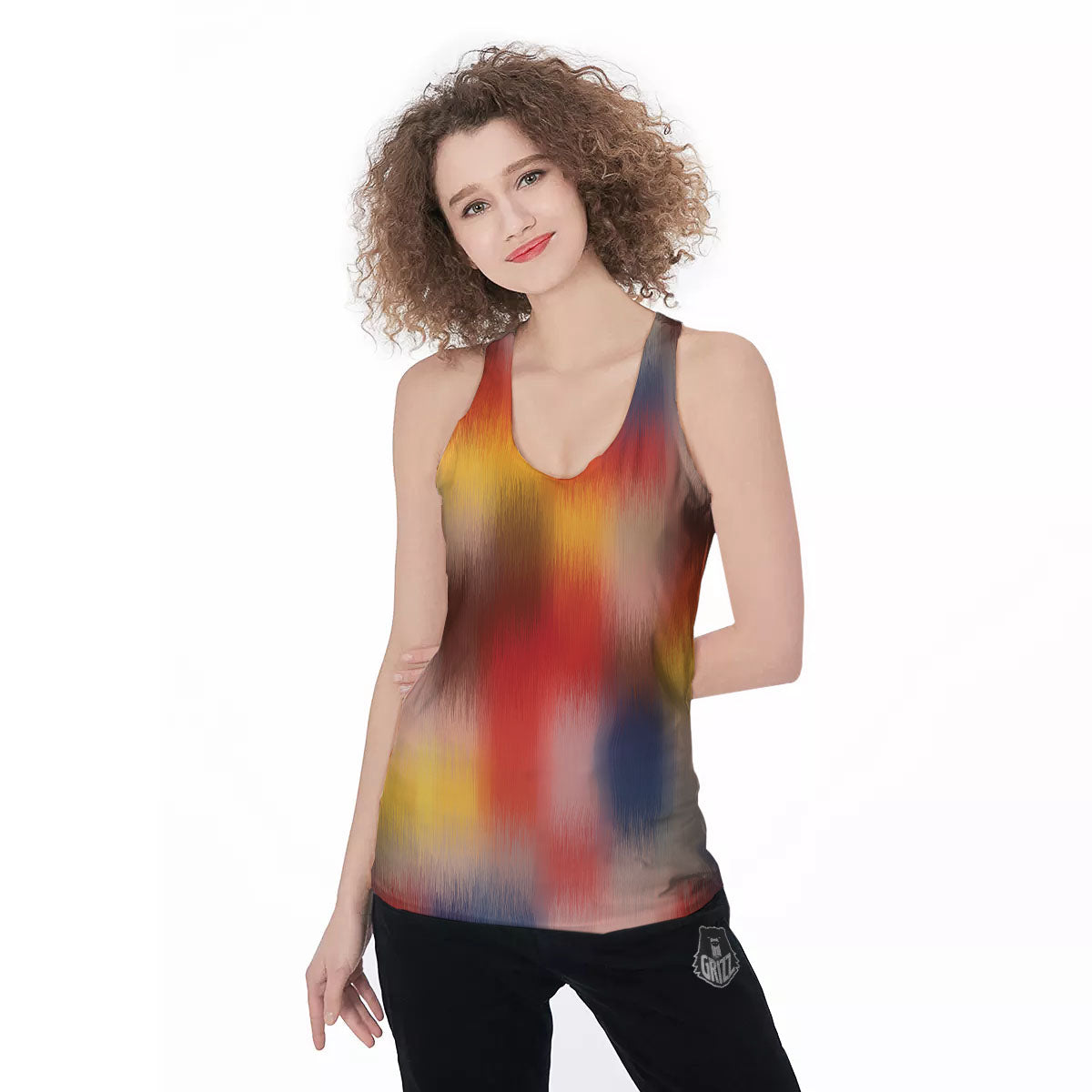 Psychedelic Multicolor Print Women's Racerback Tank Top-grizzshop