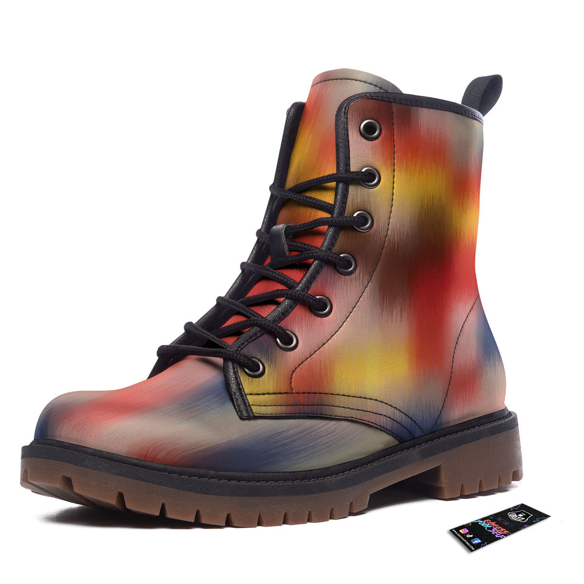 Psychedelic Multicolor Print Work Boots-grizzshop
