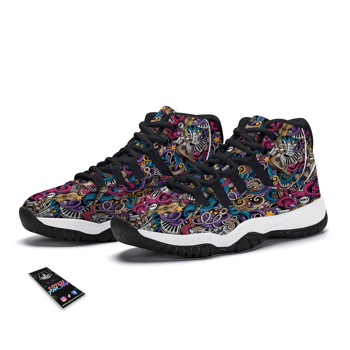 Psychedelic Music Black Bball Shoes-grizzshop