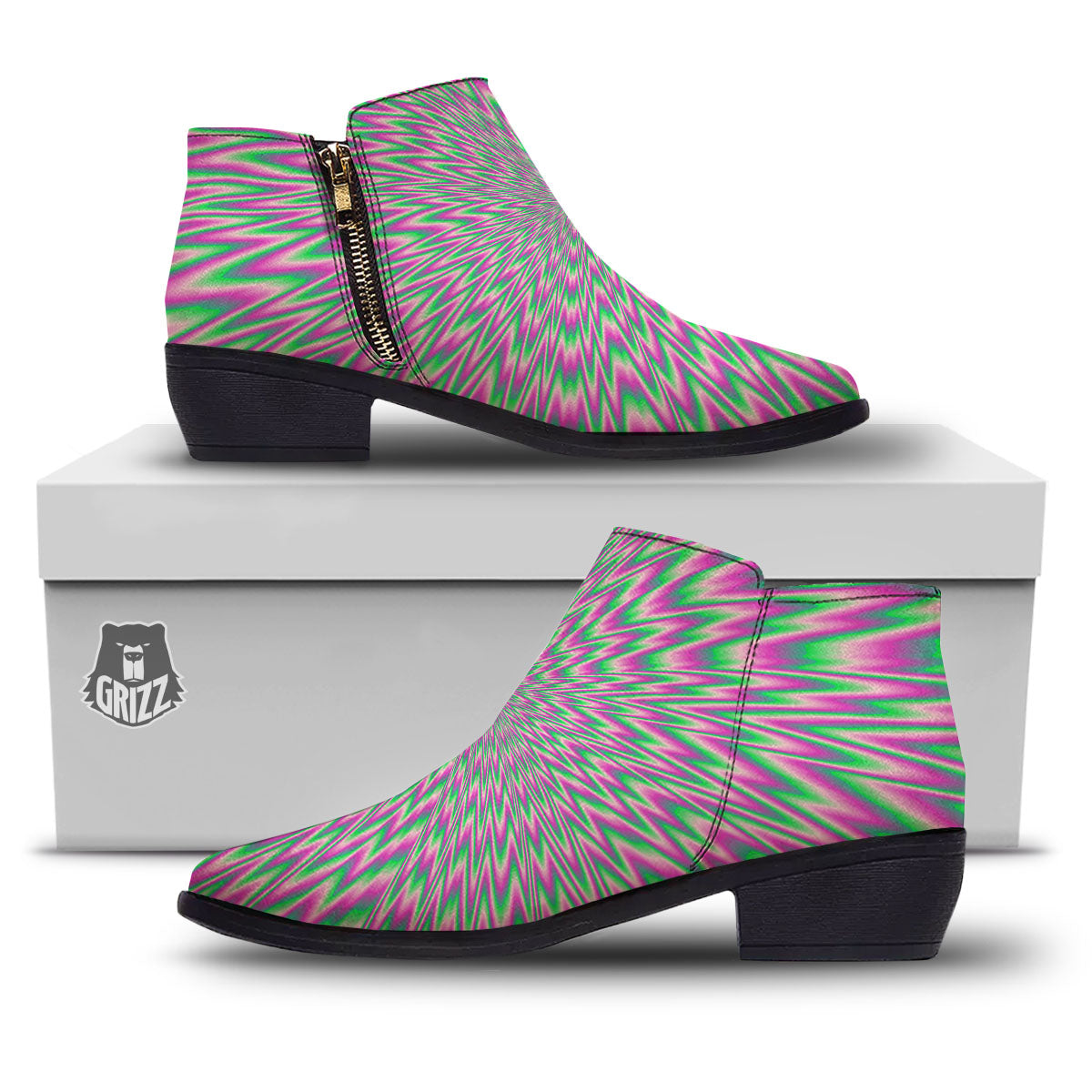Psychedelic Optical Illusion Twinkle Ankle Boots-grizzshop
