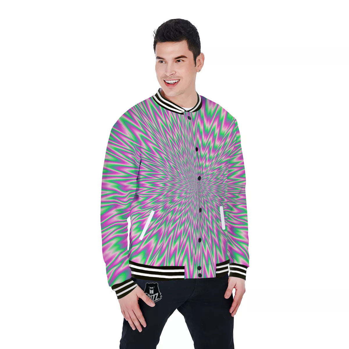 Psychedelic Optical Illusion Twinkle Baseball Jacket-grizzshop