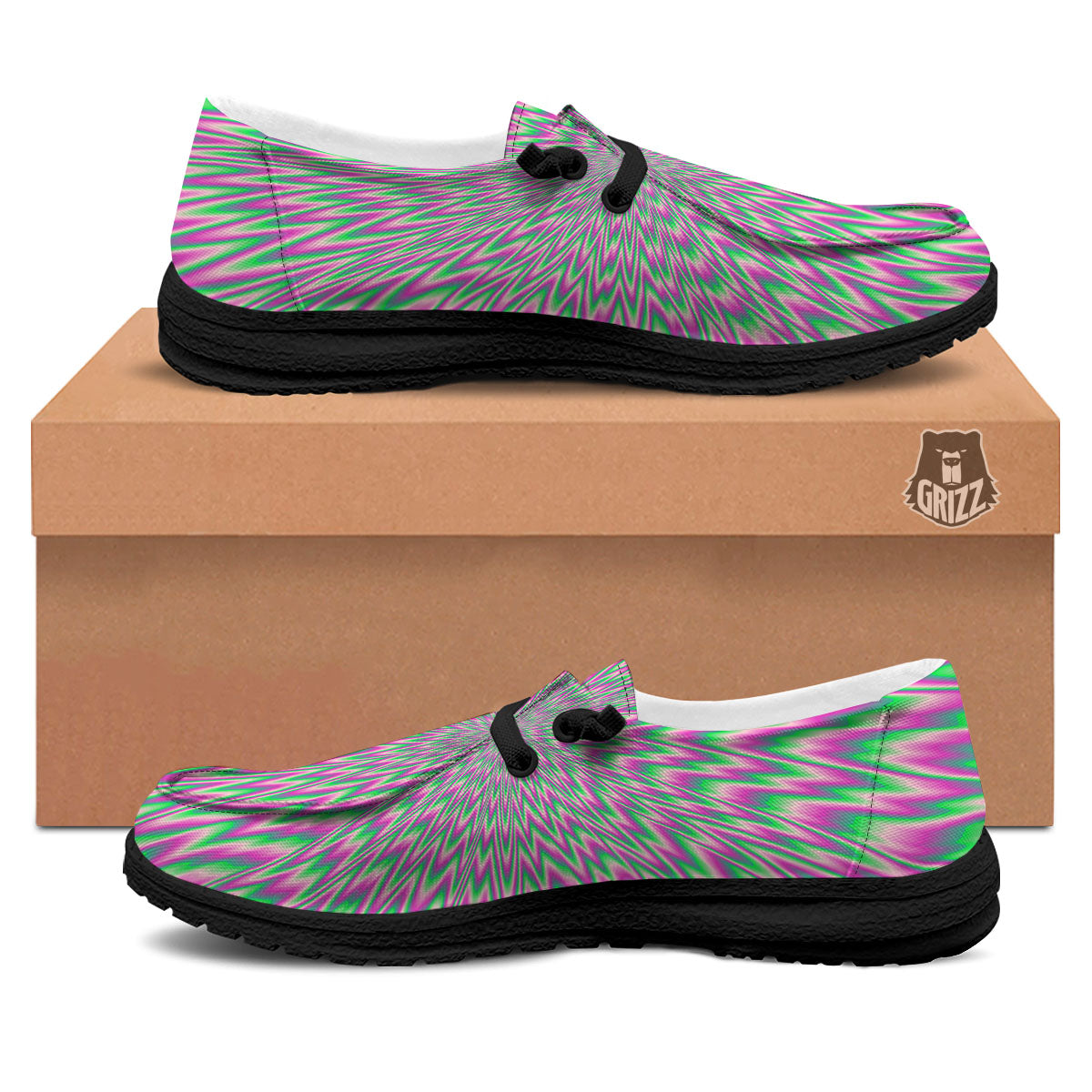 Psychedelic Optical Illusion Twinkle Black Loafers-grizzshop