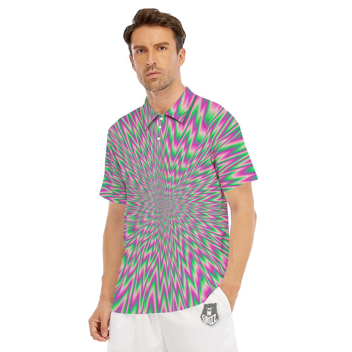 Psychedelic Optical Illusion Twinkle Men's Golf Shirts-grizzshop