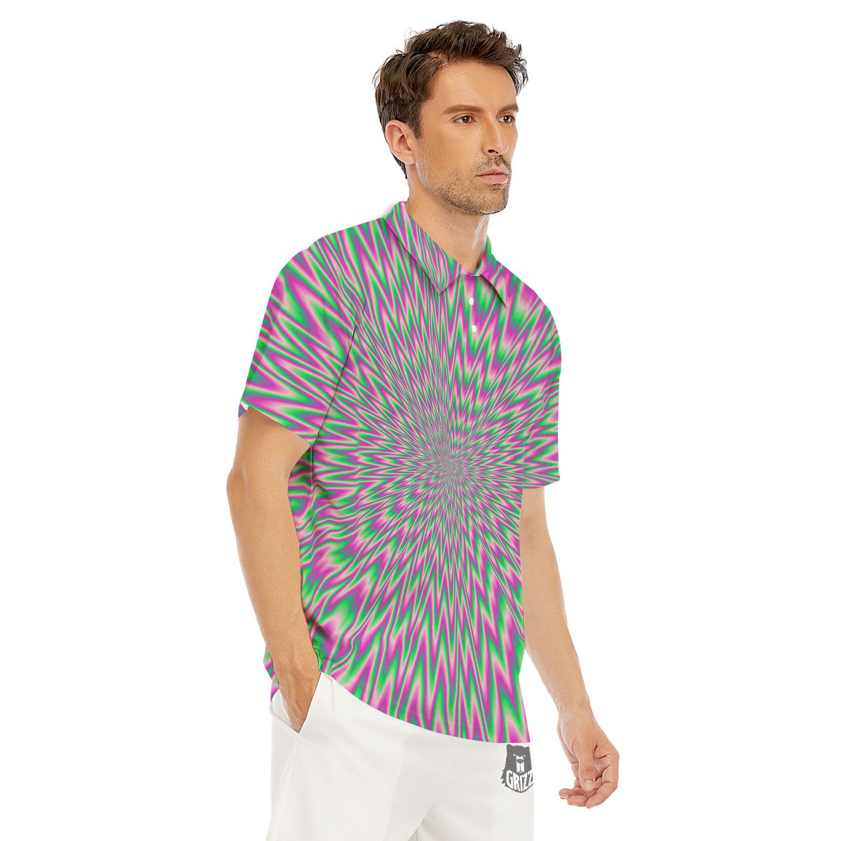 Psychedelic Optical Illusion Twinkle Men's Golf Shirts-grizzshop