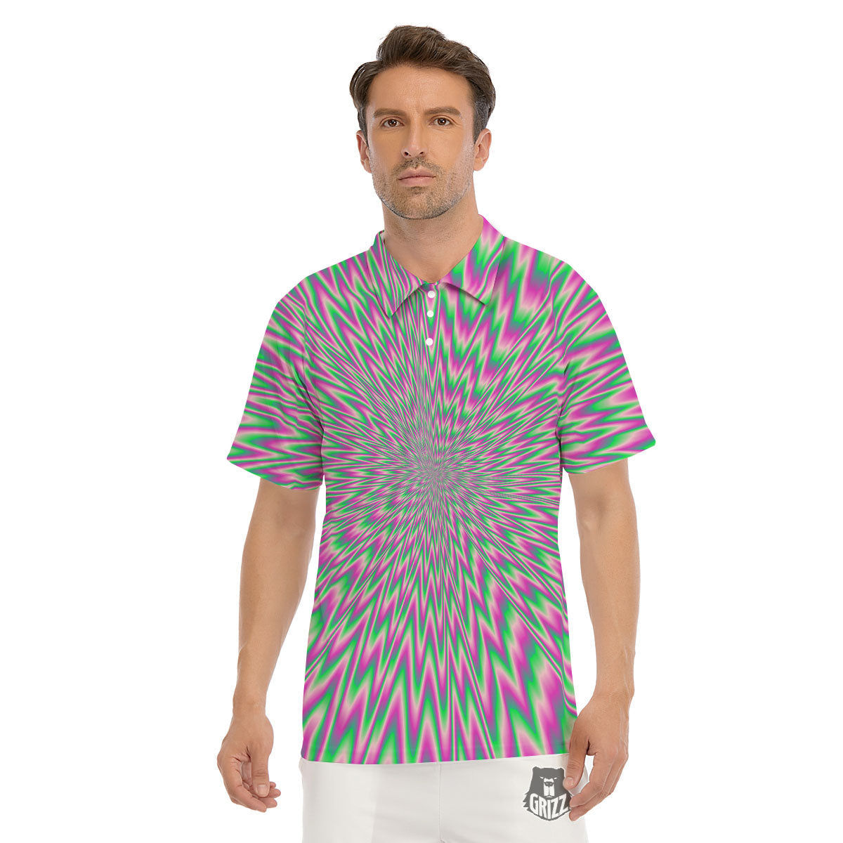 Psychedelic Optical Illusion Twinkle Men's Golf Shirts-grizzshop