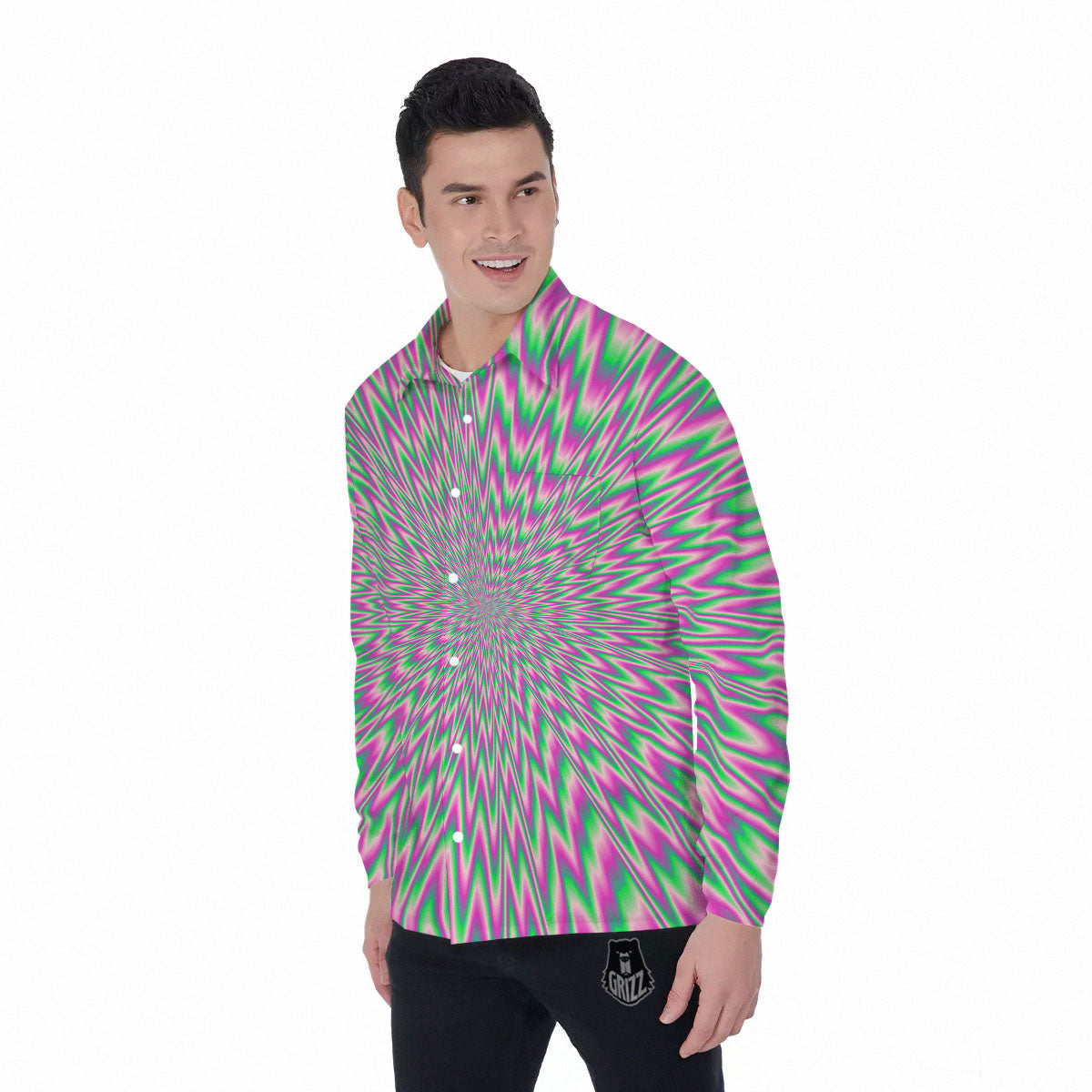 Psychedelic Optical Illusion Twinkle Men's Long Sleeve Shirts-grizzshop