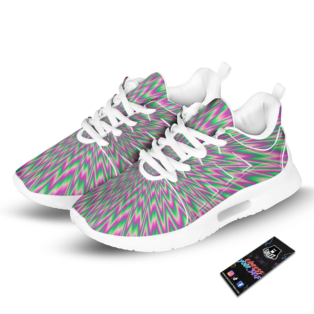 Psychedelic Optical Illusion Twinkle Tennis Shoes-grizzshop