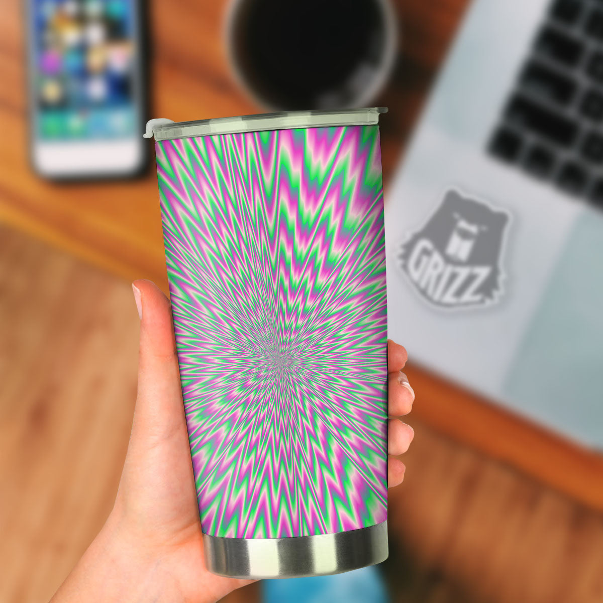 Psychedelic Optical Illusion Twinkle Tumbler-grizzshop