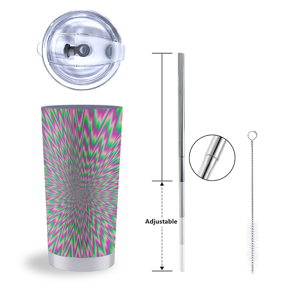 Psychedelic Optical Illusion Twinkle Tumbler-grizzshop