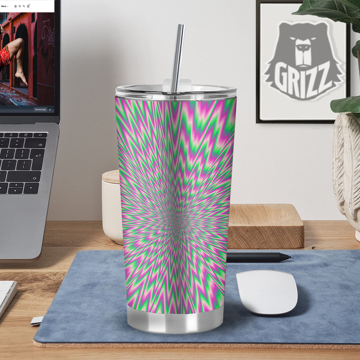 Psychedelic Optical Illusion Twinkle Tumbler-grizzshop