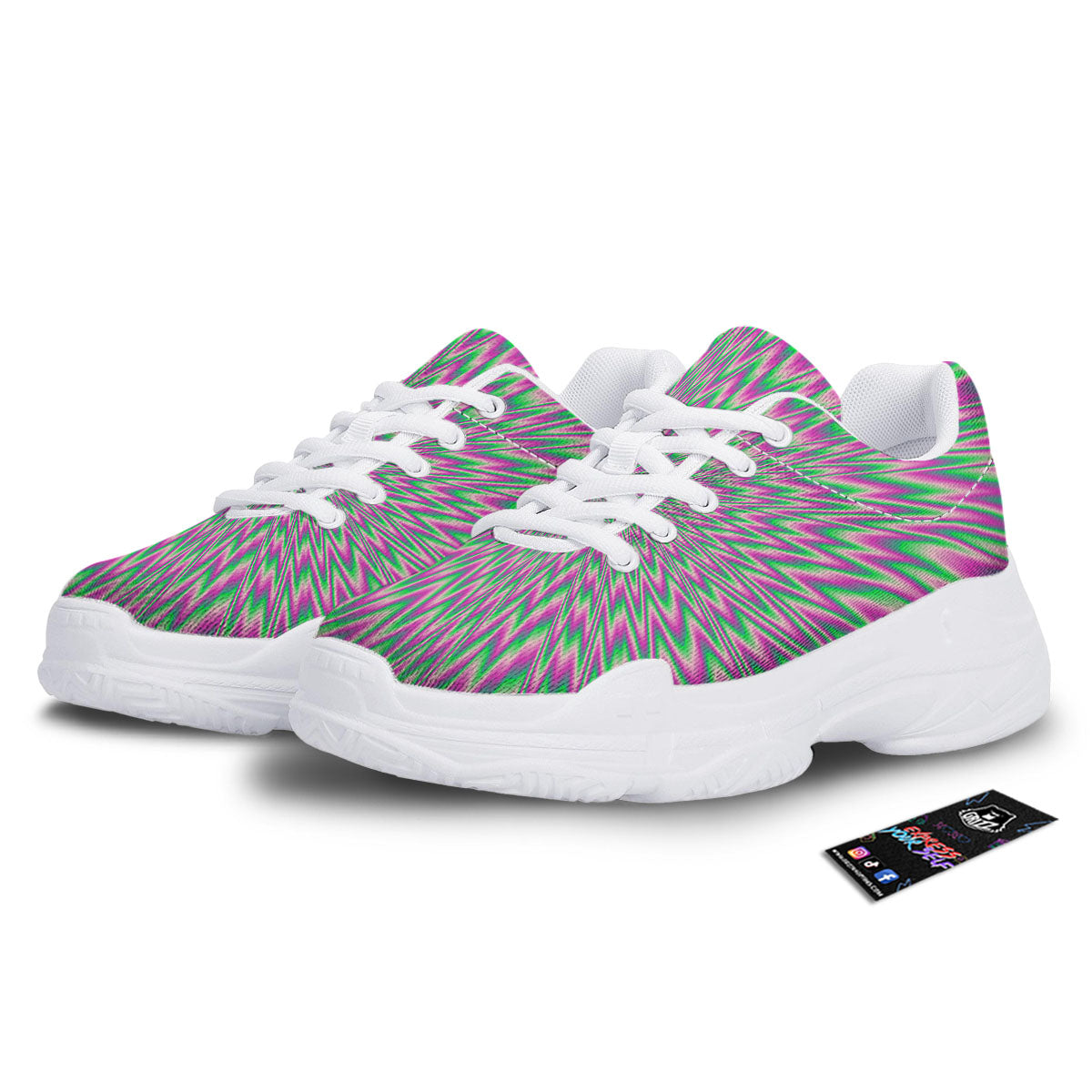 Psychedelic Optical Illusion Twinkle White Chunky Shoes-grizzshop