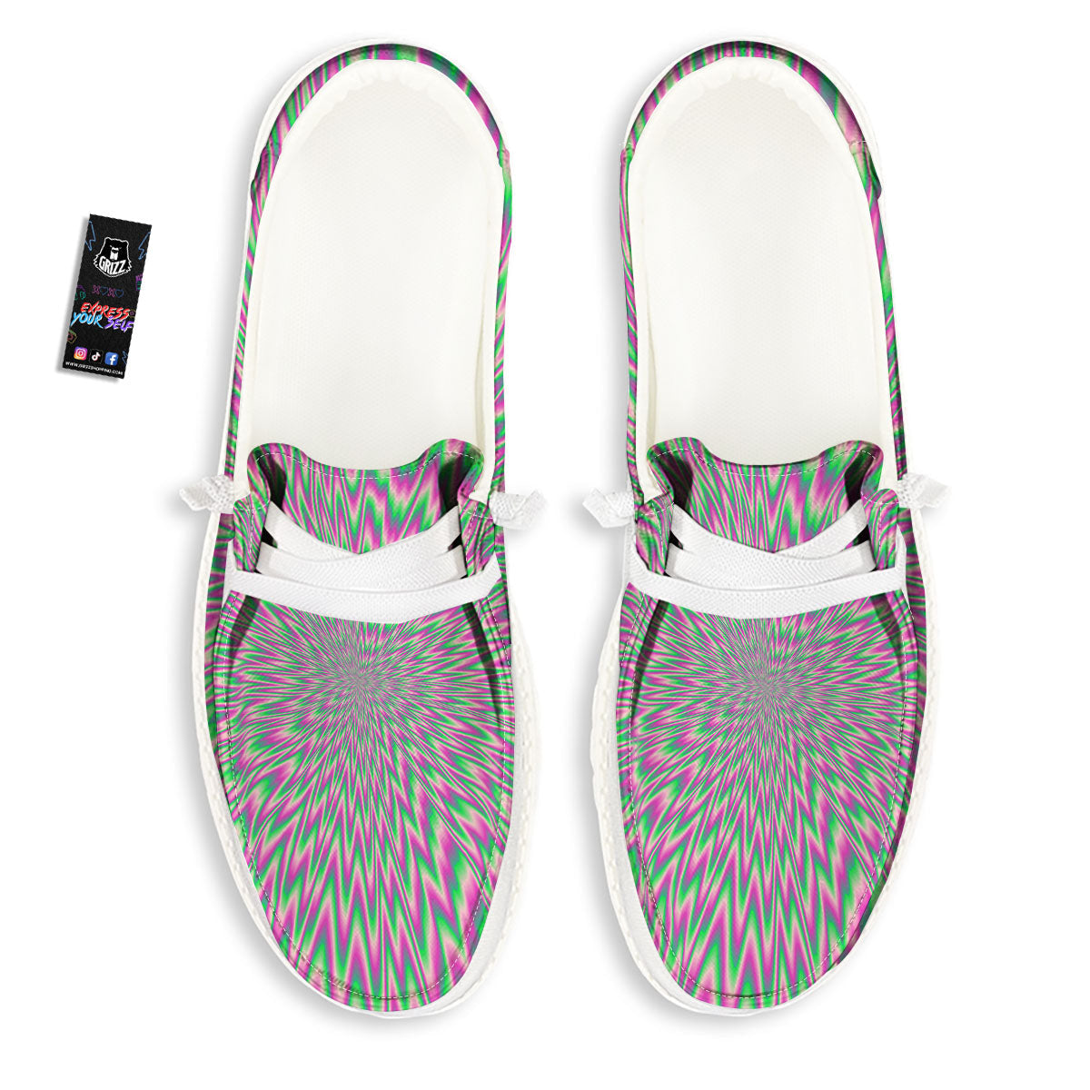 Psychedelic Optical Illusion Twinkle White Loafers-grizzshop